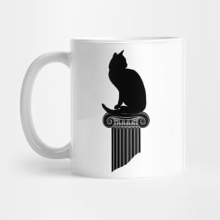 Black Cat Silhouette with Roman Column Mug